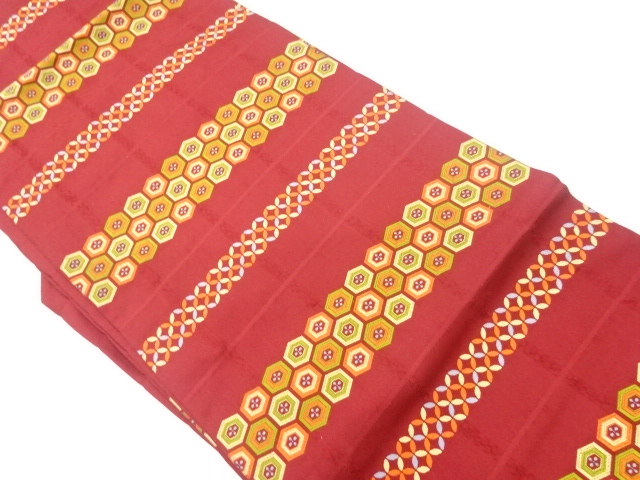 JAPANESE KIMONO / VINTAGE NAGOYA OBI / WOVEN STRIPE & TRADITIONAL PATTERN
